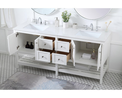 Elegant Bathroom Vanity - White, L 72" (VF16472DWH)