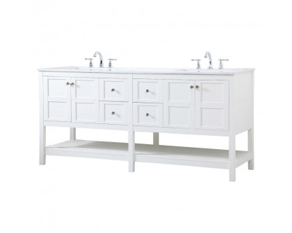 Elegant Bathroom Vanity - White, L 72" (VF16472DWH)