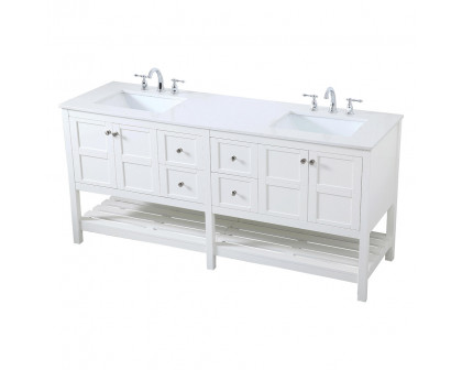 Elegant Bathroom Vanity - White, L 72" (VF16472DWH)