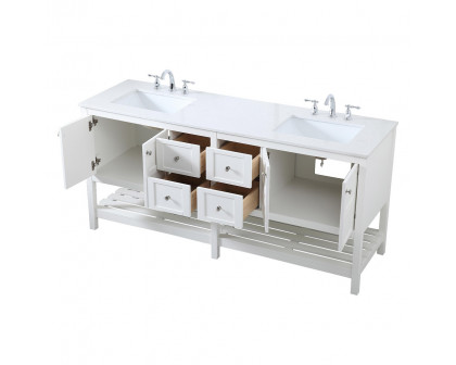 Elegant Bathroom Vanity - White, L 72" (VF16472DWH)