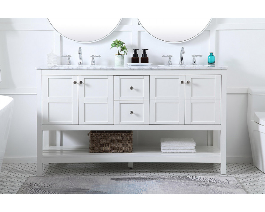 Elegant Bathroom Vanity - White, L 60" (VF16560DWH)