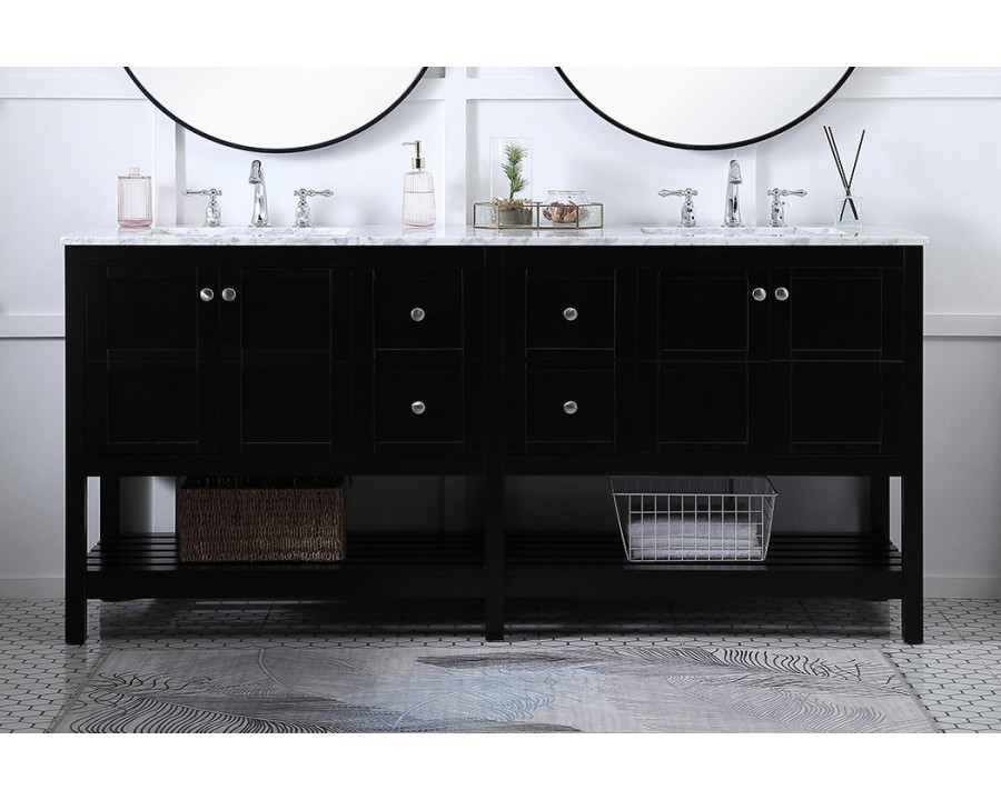 Elegant Bathroom Vanity - Black, L 72" (VF16572DBK)