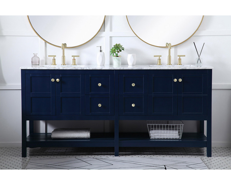 Elegant Bathroom Vanity - Blue, L 72" (VF16572DBL)