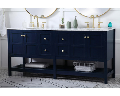 Elegant Bathroom Vanity - Blue, L 72" (VF16572DBL)