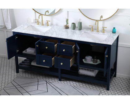 Elegant Bathroom Vanity - Blue, L 72" (VF16572DBL)