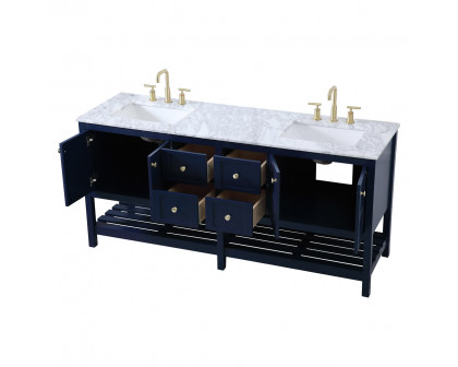 Elegant Bathroom Vanity - Blue, L 72" (VF16572DBL)