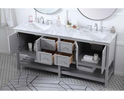 Elegant Bathroom Vanity - Gray, L 72" (VF16572DGR)