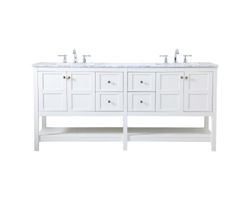 Elegant Bathroom Vanity - White, L 72" (VF16572DWH)