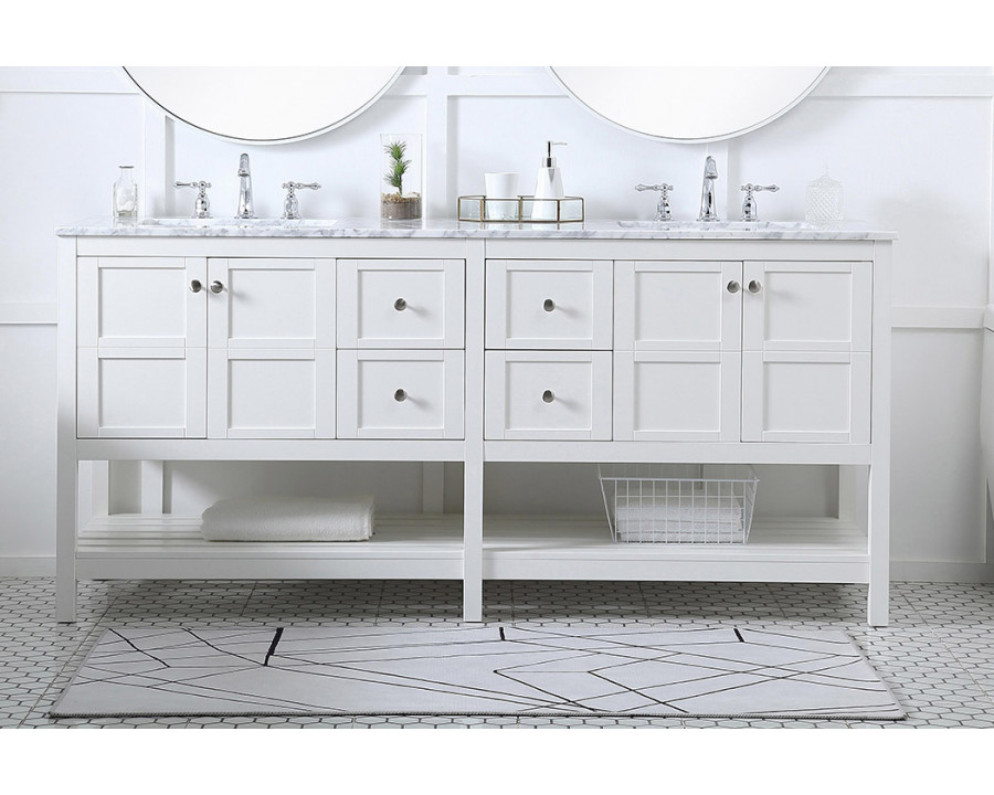 Elegant Bathroom Vanity - White, L 72" (VF16572DWH)