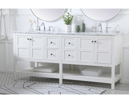 Elegant Bathroom Vanity - White, L 72" (VF16572DWH)