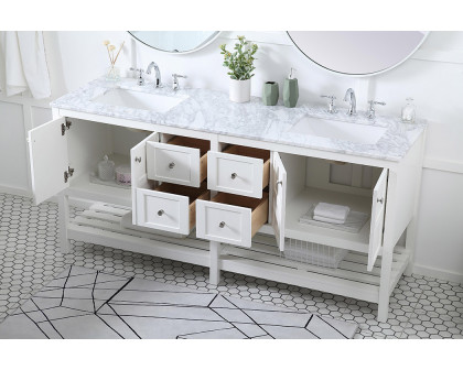 Elegant Bathroom Vanity - White, L 72" (VF16572DWH)