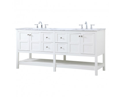 Elegant Bathroom Vanity - White, L 72" (VF16572DWH)