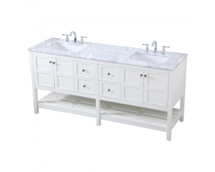 Elegant Bathroom Vanity - White, L 72" (VF16572DWH)