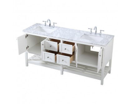 Elegant Bathroom Vanity - White, L 72" (VF16572DWH)