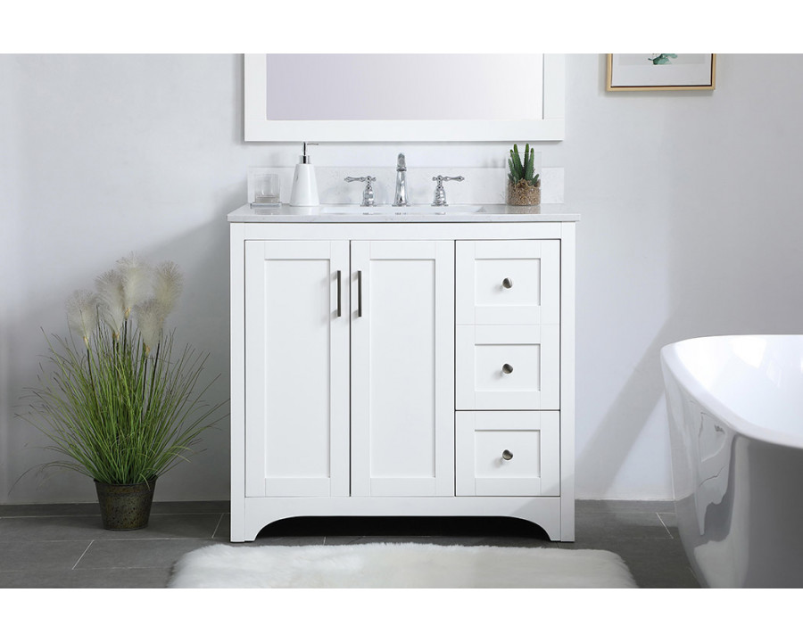 Elegant Bathroom Vanity - White (VF17036WH-BS)