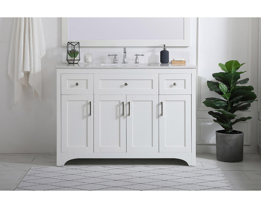 Elegant Bathroom Vanity - White (VF17048WH-BS)