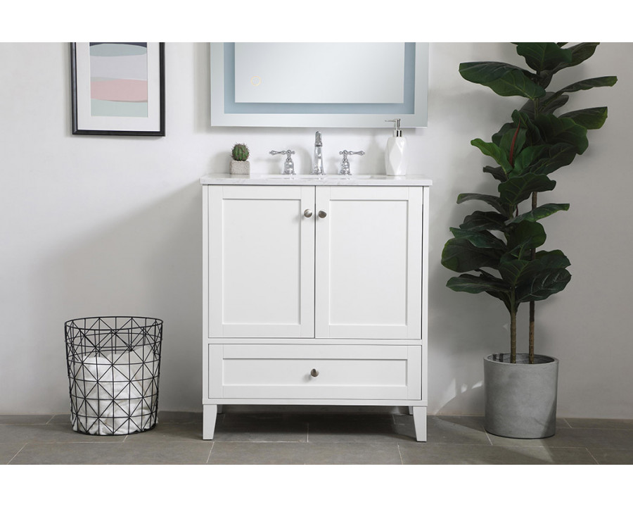 Elegant Bathroom Vanity - White (VF18030WH)