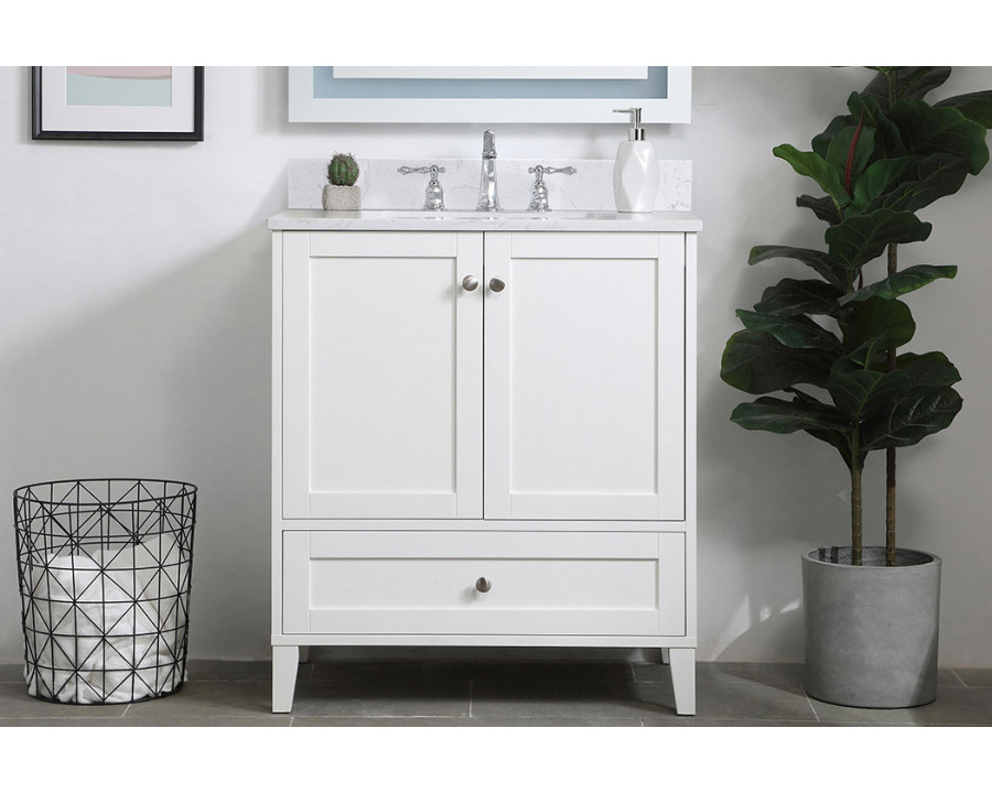 Elegant Bathroom Vanity - White (VF18030WH-BS)