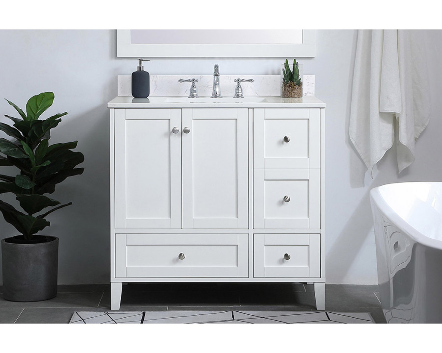 Elegant Bathroom Vanity - White (VF18036WH-BS)