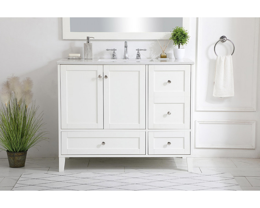 Elegant Bathroom Vanity - White (VF18042WH)