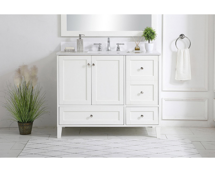 Elegant Bathroom Vanity - White (VF18042WH-BS)