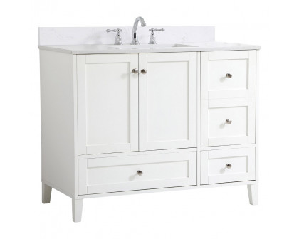 Elegant Bathroom Vanity - White (VF18042WH-BS)