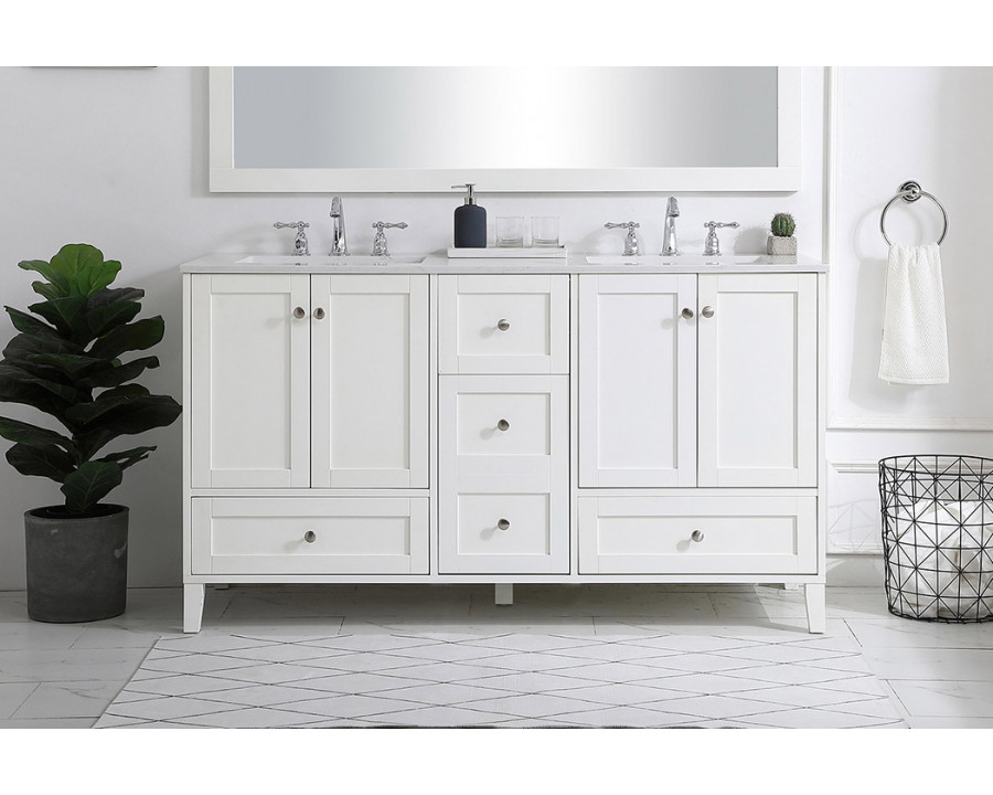 Elegant Bathroom Vanity - White (VF18060DWH)