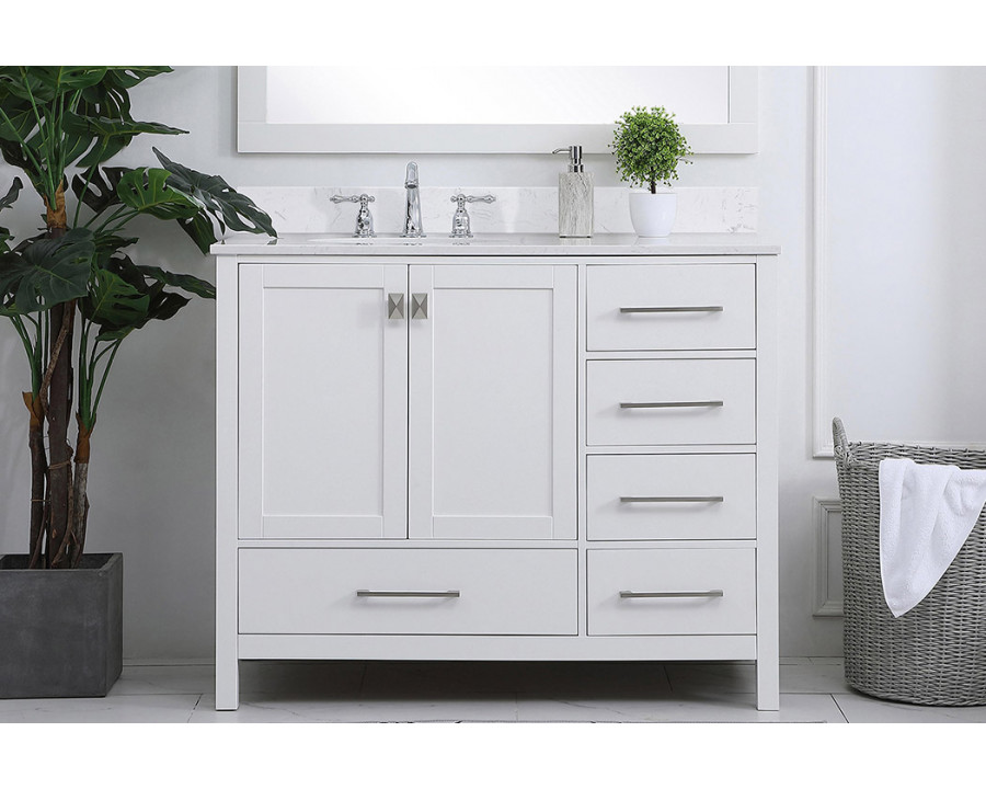 Elegant Bathroom Vanity - White (VF18842WH-BS)