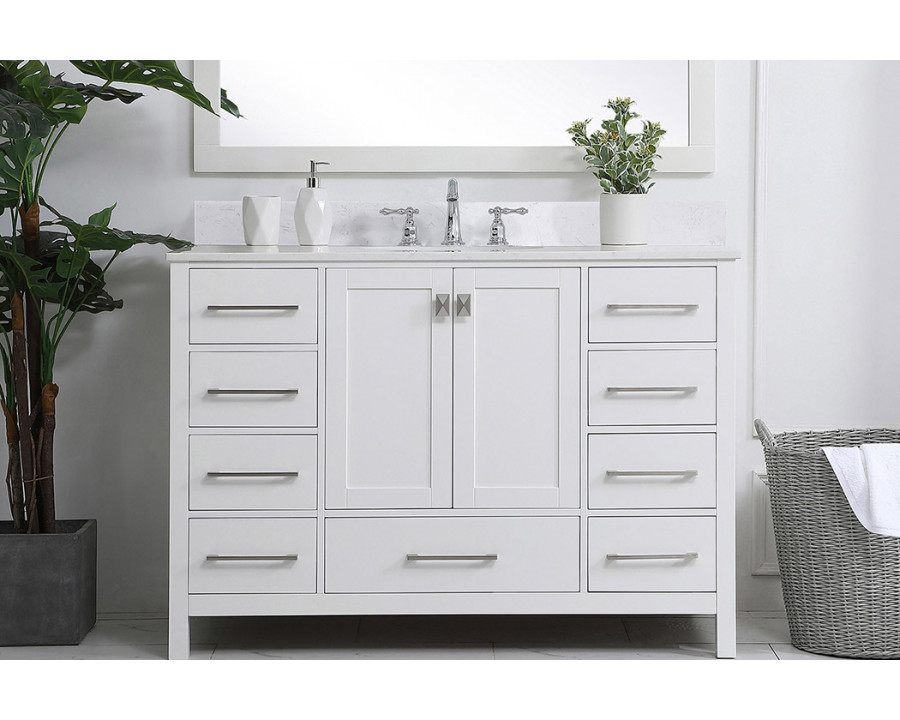 Elegant Bathroom Vanity - White (VF18848WH-BS)