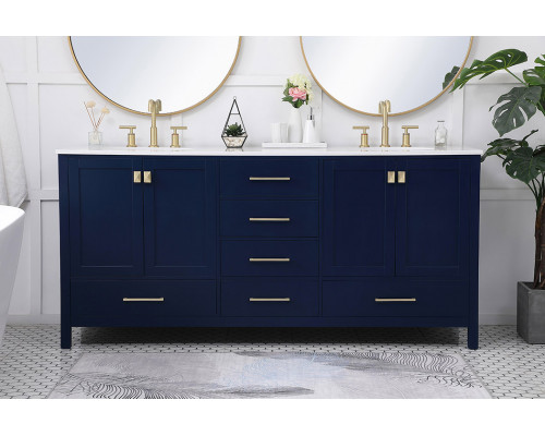 Elegant Bathroom Vanity - Blue (VF18872DBL)