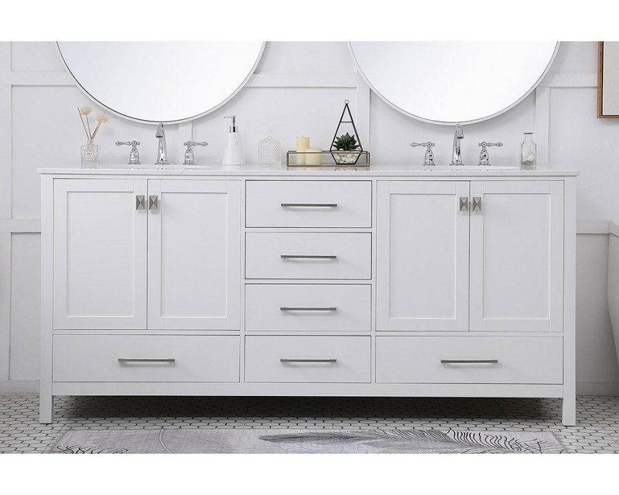 Elegant Bathroom Vanity - White (VF18872DWH)