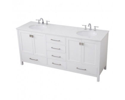 Elegant Bathroom Vanity - White (VF18872DWH)