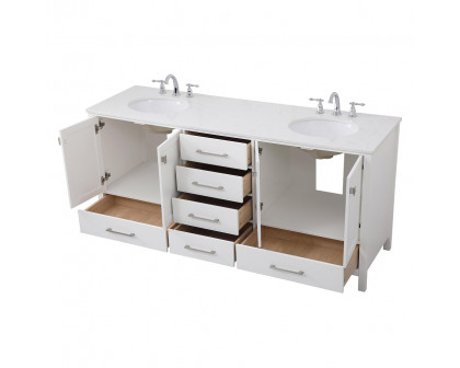 Elegant Bathroom Vanity - White (VF18872DWH)