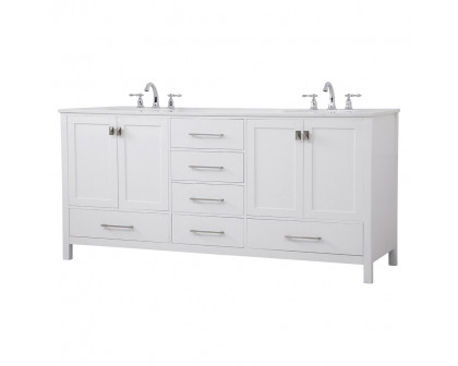 Elegant Bathroom Vanity - White (VF18872DWH)