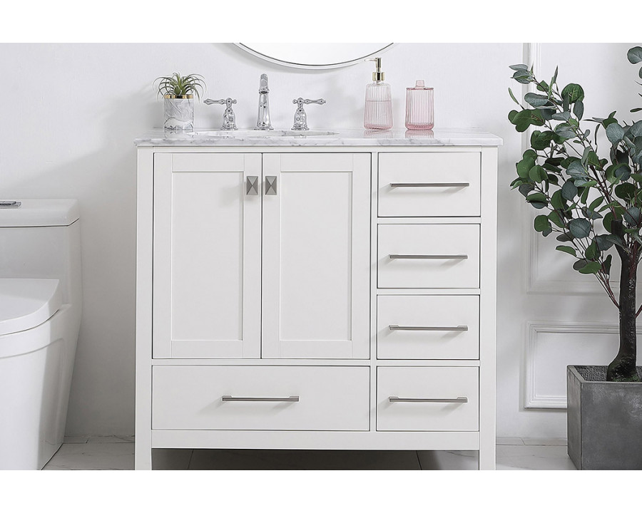 Elegant Bathroom Vanity - White, L 36" (VF18936WH)