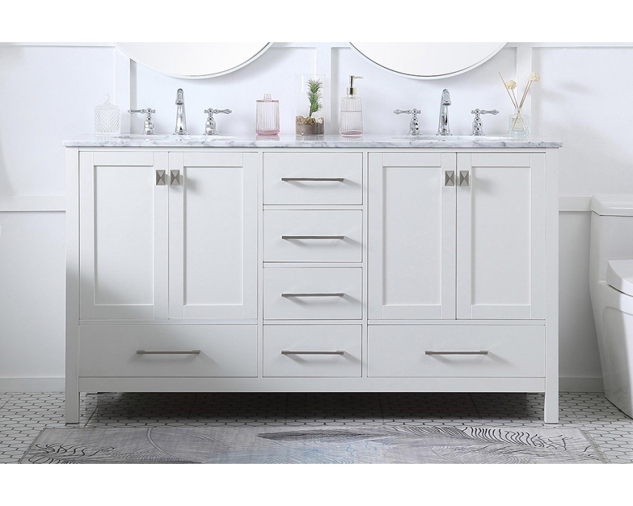 Elegant Bathroom Vanity - White, L 60" (VF18960DWH)