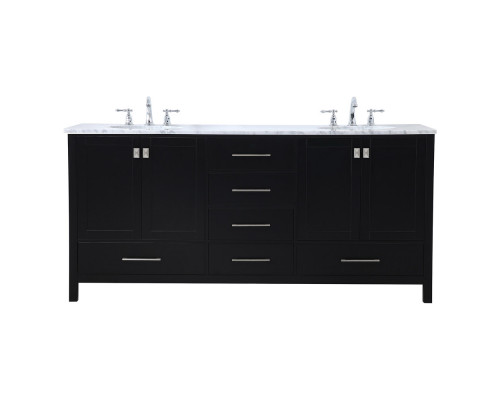 Elegant Bathroom Vanity - Black, L 72" (VF18972DBK)