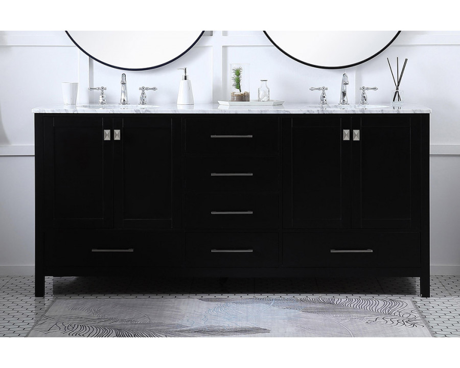 Elegant Bathroom Vanity - Black, L 72" (VF18972DBK)