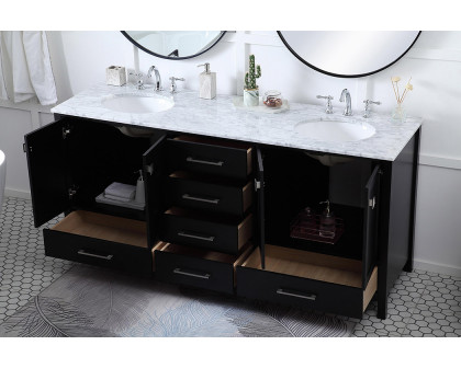 Elegant Bathroom Vanity - Black, L 72" (VF18972DBK)