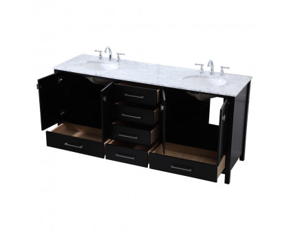 Elegant Bathroom Vanity - Black, L 72" (VF18972DBK)