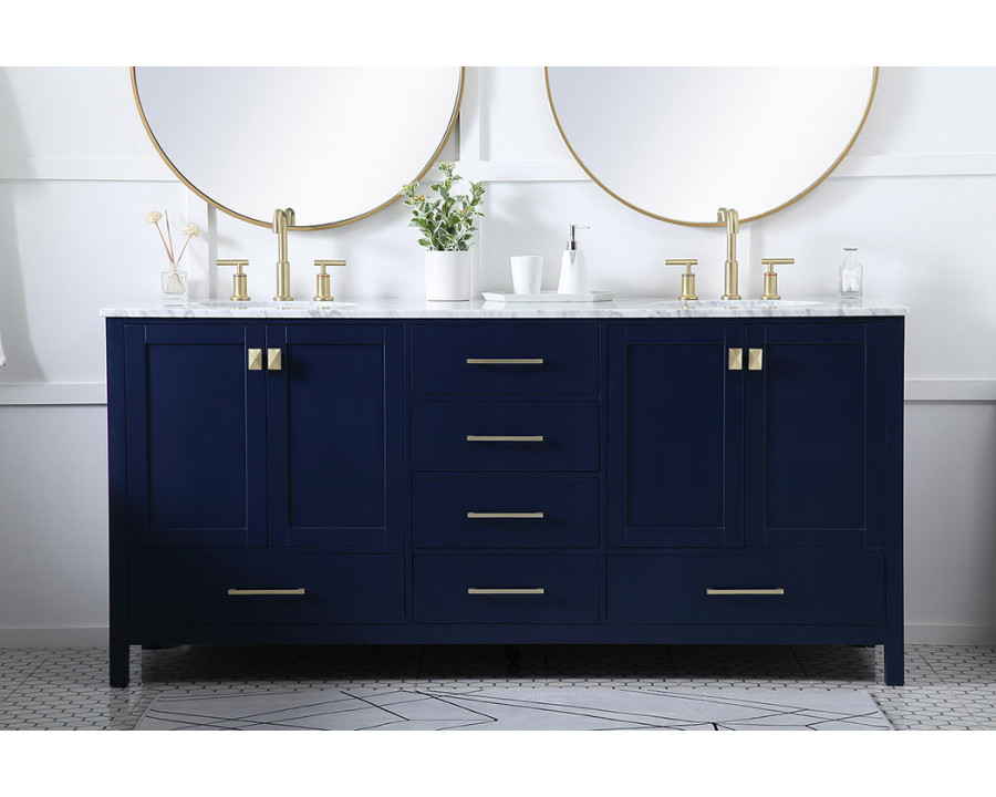 Elegant Bathroom Vanity - Blue, L 72" (VF18972DBL)