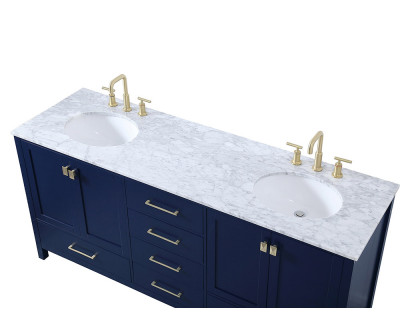 Elegant Bathroom Vanity - Blue, L 72" (VF18972DBL)