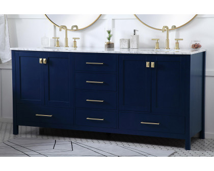 Elegant Bathroom Vanity - Blue, L 72" (VF18972DBL)