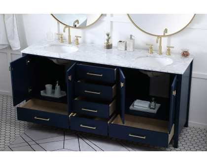 Elegant Bathroom Vanity - Blue, L 72" (VF18972DBL)