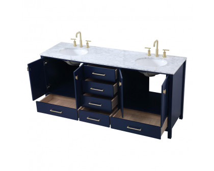 Elegant Bathroom Vanity - Blue, L 72" (VF18972DBL)