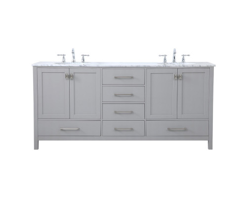 Elegant Bathroom Vanity - Gray, L 72" (VF18972DGR)