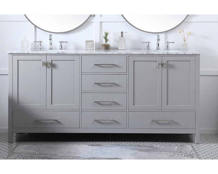 Elegant Bathroom Vanity - Gray, L 72" (VF18972DGR)