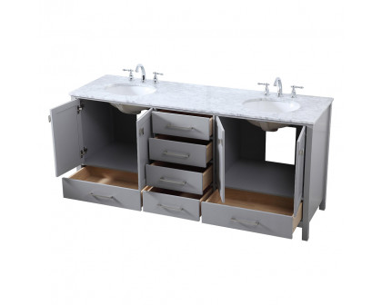 Elegant Bathroom Vanity - Gray, L 72" (VF18972DGR)