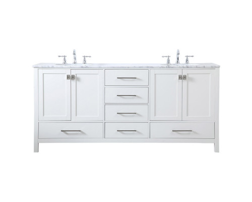 Elegant Bathroom Vanity - White, L 72" (VF18972DWH)