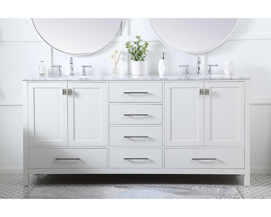 Elegant Bathroom Vanity - White, L 72" (VF18972DWH)